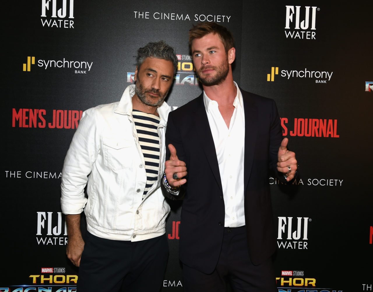 NEW YORK, NY - OCTOBER 30: Director Taika Waititi and Chris Hemsworth attend The Cinema Society's Screening Of Marvel Studios' "Thor: Ragnarok" at the Whitby Hotel on October 30, 2017 in New York City.
