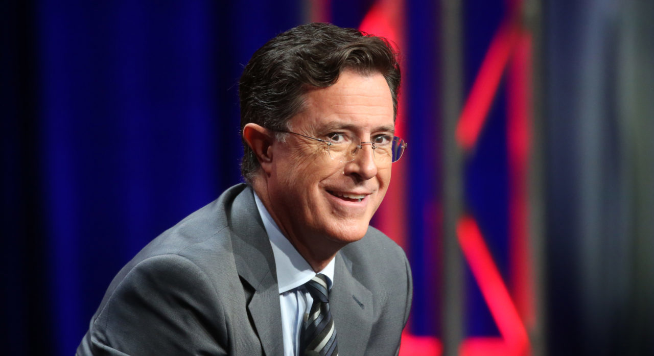 BEVERLY HILLS, CA - AUGUST 10: Host, executive producer, writer Stephen Colbert speaks onstage during the 'The Late Show with Stephen Colbert' panel discussion at the CBS portion of the 2015 Summer TCA Tour at The Beverly Hilton Hotel on August 10, 2015 in Beverly Hills, California. (Photo by Frederick M. Brown/Getty Images)