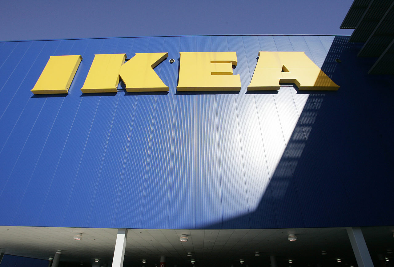 PARAMUS, NJ - JANUARY 27: An IKEA sign hangs on a the side of an Ikea store January 27, 2005 in Paramus, New Jersey. Ikea, a Swedish company, currently has 200 stores worldwide and in the next 10 years is planning to open five stores annually in the U.S., the company's second-biggest market behind Germany. (Photo by Stephen Chernin/Getty Images)