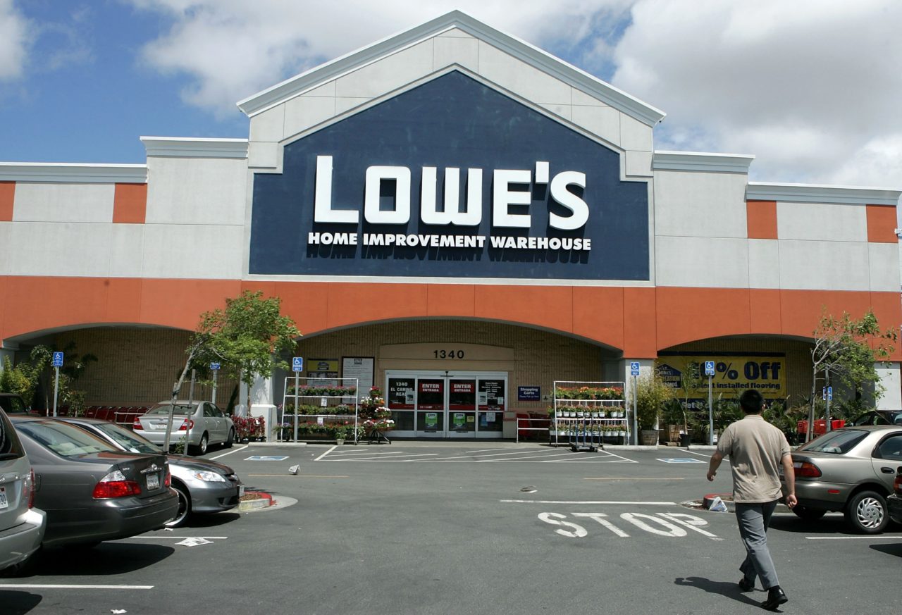 SAN BRUNO, CA - MAY 22: A Lowe's home improvement warehouse store is seen May 22, 2006 in San Bruno, California. Lowe's, the second largest home improvement store chain in the world, reported quarterly net earnings of $841 million, up almost 44 percent from the previous year at this time. (Photo by Justin Sullivan/Getty Images)
