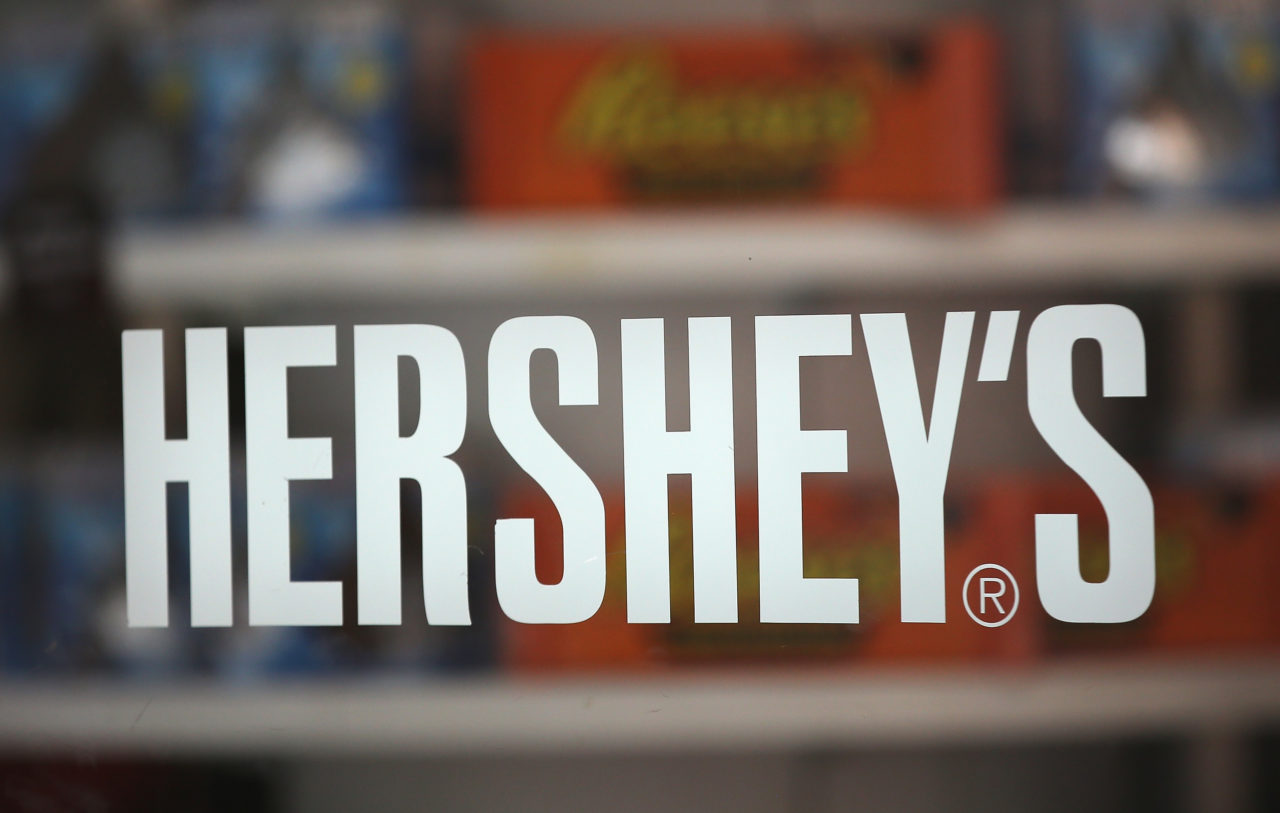 CHICAGO, IL - JULY 16: A sign marks the entrance to the Hershey's Chocolate World store on July 16, 2014 in Chicago, Illinois. The store, located along the Magnificent Mile, sells Hershey products, gifts, and souvenirs. Hershey Co., the No.1 candy producer in the U.S., is raising the price of its chocolate by 8 percent due to the rising cost of cocoa. This is the company's fist price increase in three years. (Photo by Scott Olson/Getty Images)