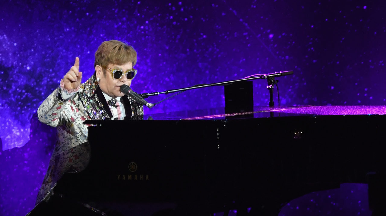 NEW YORK, NY - JANUARY 24: Elton John performs during the Elton John Special Announcement at Gotham Hall on January 24, 2018 in New York City.