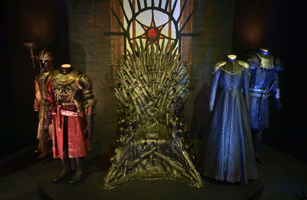 BELFAST, NORTHERN IRELAND - APRIL 10: The Iron Throne room can be seen on display at the Game Of Thrones: The Touring Exhibition press launch at Titanic Exhibition Centre on April 10, 2019 in Belfast, Northern Ireland. Today sees the debut of the Game of Thrones: The Touring Exhibition which combines costumes, authentic props and majestic settings from all seven seasons of the television series including two never before seen sets, The Winterfell Crypt and Dragon Skull Pit ahead of season eight. (Photo by Charles McQuillan/Getty Images)