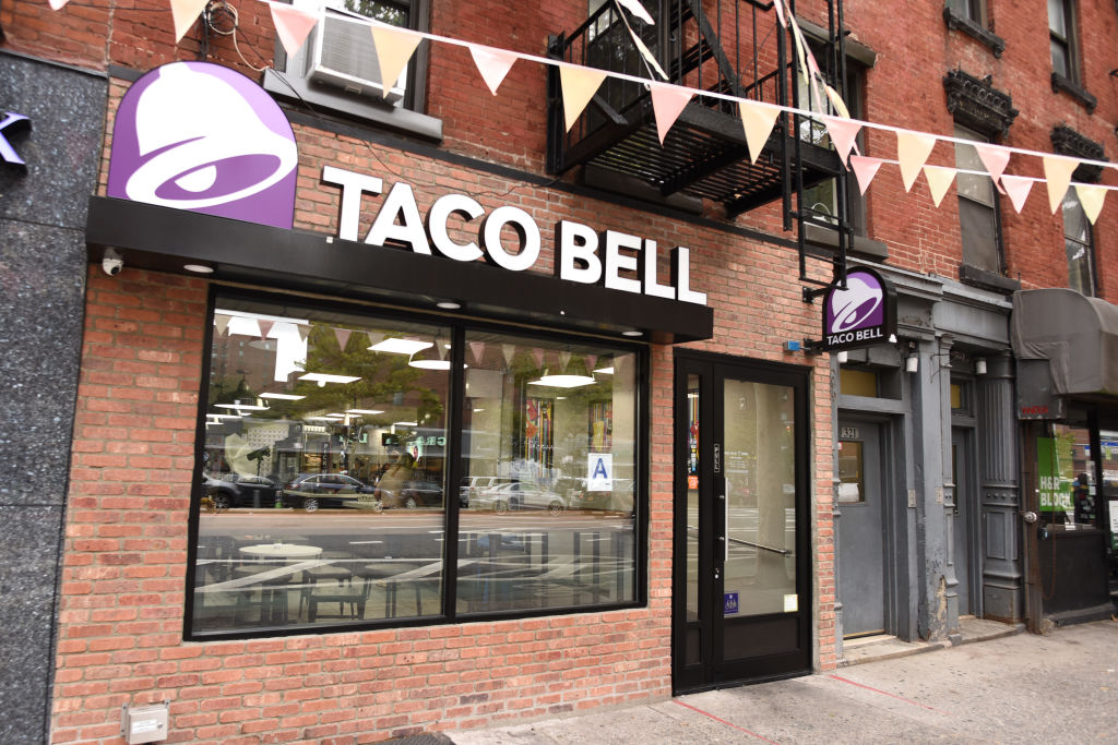NEW YORK, NY - SEPTEMBER 18: A view of Taco Bell located at 321 1st Ave. in Manhattan. (Photo by Dave Kotinsky/Getty Images for Taco Bell)