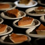 RICHMOND, CA - NOVEMBER 25: Slices of pumpkin pie sit on a table during the Great Thanksgiving Banquet hosted by the Bay Area Rescue Mission on November 25, 2015 in Richmond, California. Hundreds of homeless and needy people were given a free meal a day before Thanksgiving. (Photo by Justin Sullivan/Getty Images)