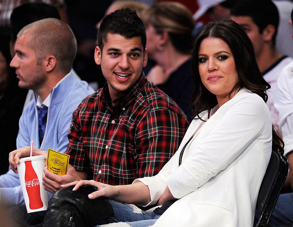 LOS ANGELES, CA - NOVEMBER 01: Khloe Kardashian wife of Los Angeles Lakers Lamar Odom #7 and her brother Rob Kardashian follow the action during the NBA basketball game against Atlanta Hawks at Staples Center on November 1, 2009 in Los Angeles, California. NOTE TO USER: User expressly acknowledges and agrees that, by downloading and/or using this Photograph, user is consenting to the terms and conditions of the Getty Images License Agreement. (Photo by Kevork Djansezian/Getty Images)