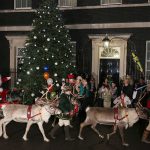 LONDON, ENGLAND - DECEMBER 17: Santa Claus appears with sleigh and reindeer during a Christmas party hosted for sick children at 10 Downing Street on December 17, 2012 in London, England. (Photo by Peter Macdiarmid/Getty Images)