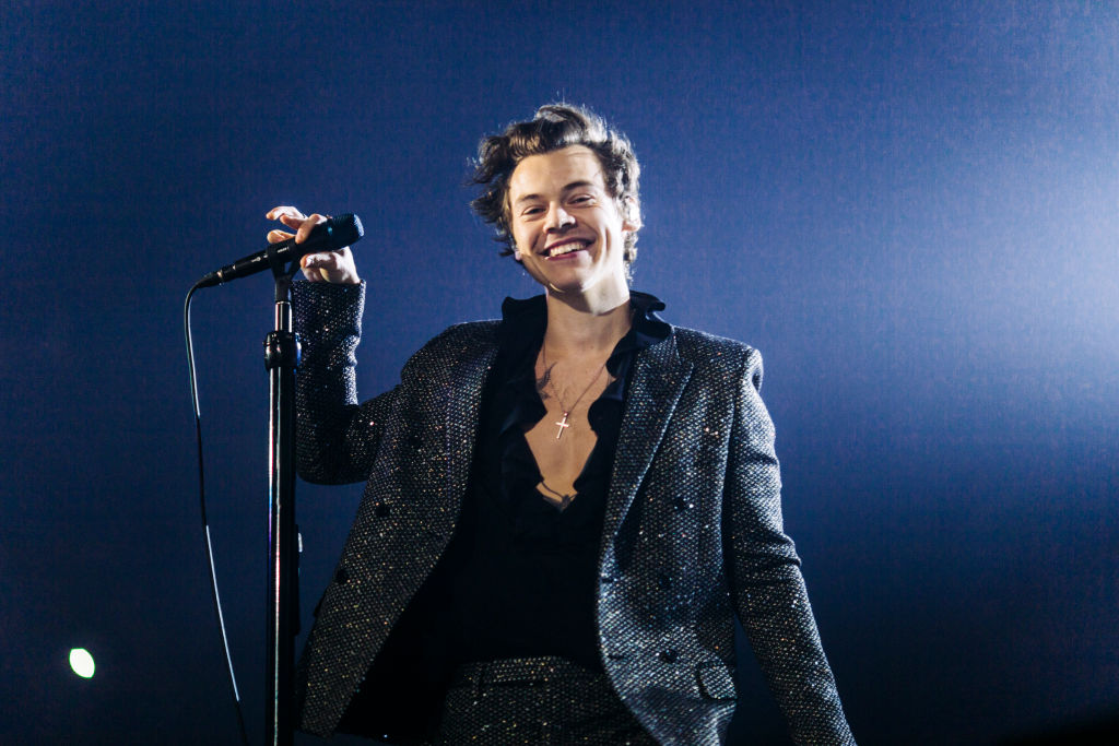 PARIS, FRANCE - MARCH 13: In this handout photo provided by Helene Marie Pambrun, Harry Styles perf...