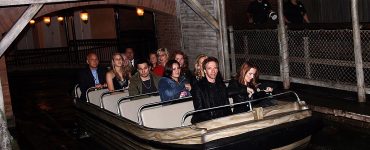 ANAHEIM, CA - JUNE 24: Producer Jerry Bruckheimer (L) and his wife Linda exit the ride at the after party for the world premiere of "Pirates of the Caribbean 2: Dead Man's Chest" held at Disneyland on June 24, 2006 in Anaheim, California. (Photo by Kevin Winter/Getty Images)