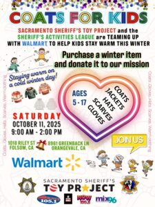 Join NOW Entourage on Oct 11 for the Sacramento Sheriff's Annual Winter Coat Drive happening at Walmart in Orangevale (8961 Greenback Lane) from 9am to 2pm.