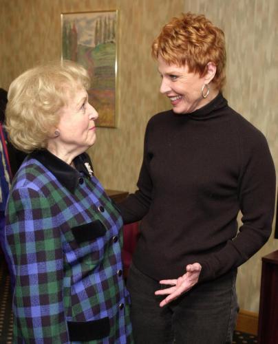  Actresses Betty White, left, and Mariette Harley mingle at the Actors and Others for Animals 8th Annual Celebrity Fashion Show October 21, 2000 at the Universal Hilton in Universal City in Los Angeles, CA. (Photo by Chris Weeks/Liaison)